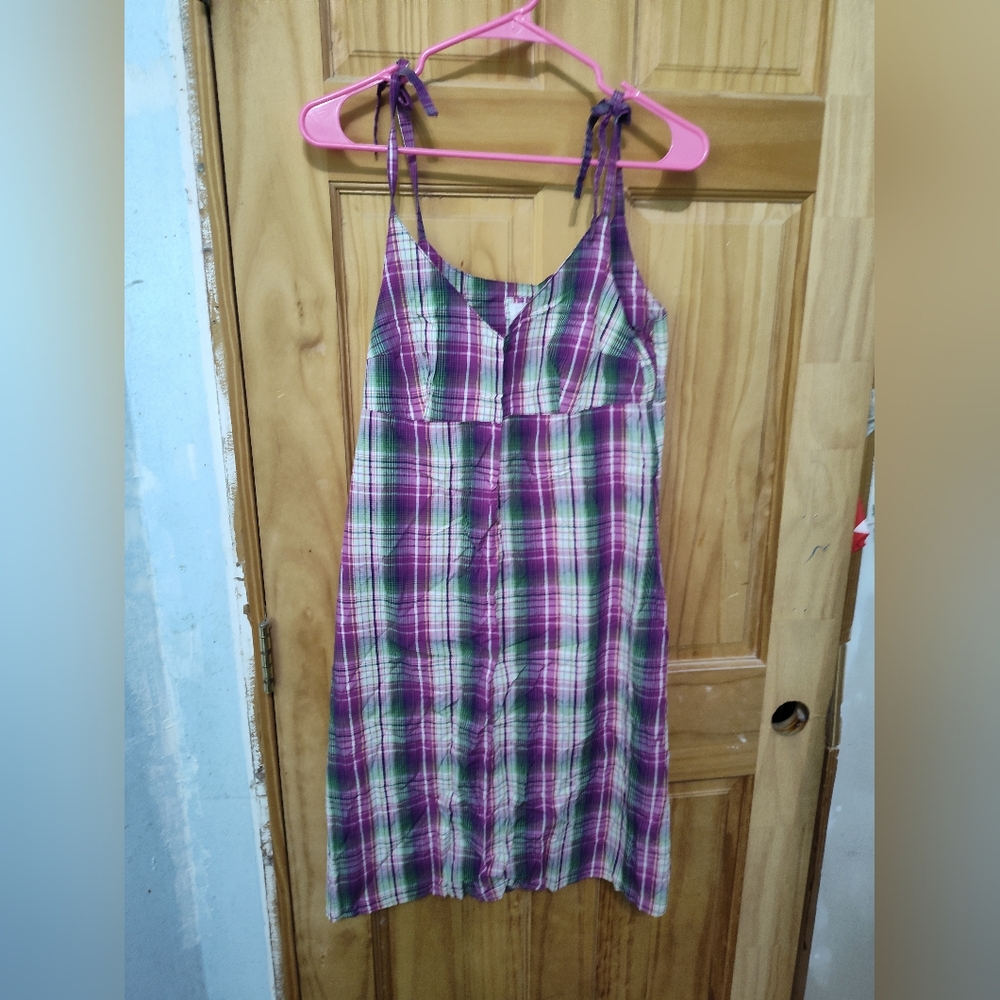 Purple and green dress